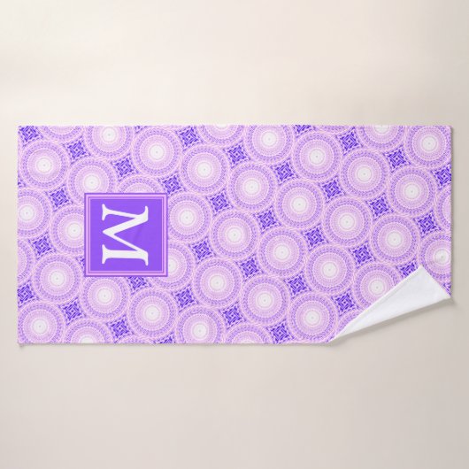 Monogram paarse cirkels badhanddoek (Badhanddoek)