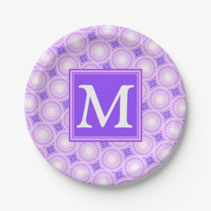 Monogram paarse cirkels papieren bordje