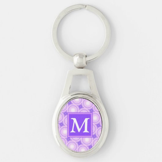 Monogram paarse cirkels sleutelhanger (Voorkant)