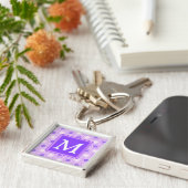 Monogram paarse cirkels sleutelhanger (Zijkant)
