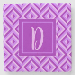Monogram Paarse driekleurige diamantpatroon Stenen Onderzetter