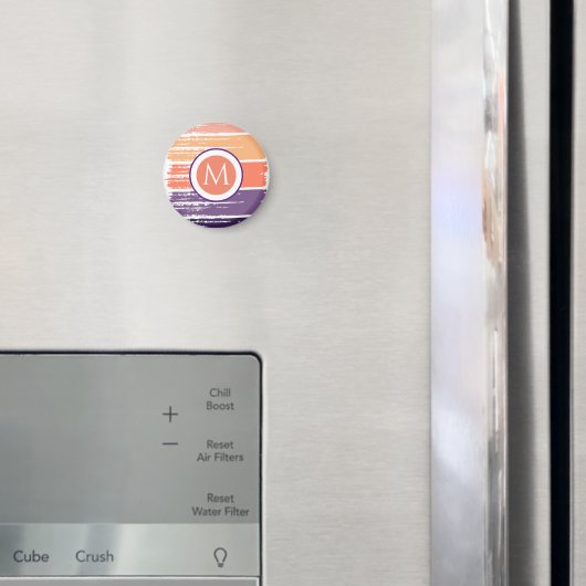 Monogram Paarse en Koraalpenseel Magneet (Insitu (Koelkast))