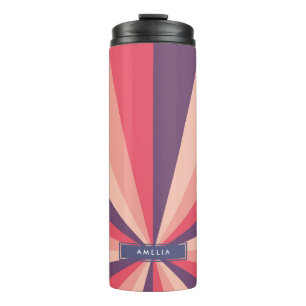 Monogram Paarse en Roze Blush Kleur Wielpatroon Thermosbeker