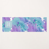 Monogram Paarse en Turquoise Waterverf Yogamat (Voorkant (horizontaal))