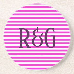 Monogram Paarse en witte strepen Zandsteen Onderzetter