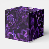 Monogram Paarse  Floral Cube Favor Box Bedankdoosjes (Achterkant)