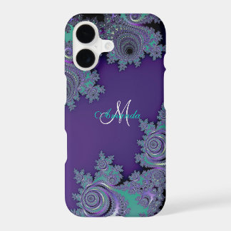 Monogram Paarse Fractale Kant iPhone Hoesje
