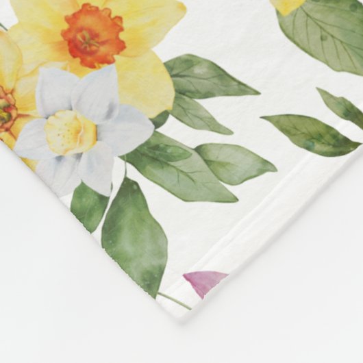 Monogram Paarse Geel Groene Floral Fleece Deken (Hoek)