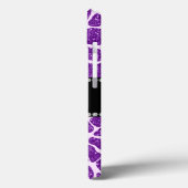 Monogram paarse glittergirafdruk Case-Mate iPhone case (Achterkant / Links)