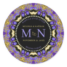 Monogram Paarse gouden diamanten kant Unieke bruil