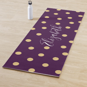 Monogram Paarse Gouden Polka Dot Patroon Yogamat