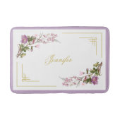 Monogram Paarse Lila roze bloemen Stomme bloemen Badmat (Voorkant)