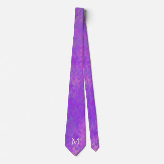 Monogram Paarse Marmer Kunst Stropdas (Voorkant)