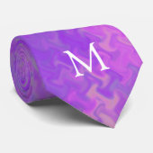 Monogram Paarse Marmer Kunst Stropdas (Opgerold)