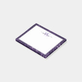 Monogram Paarse marmer Pattern Post-it Notes (Schuin)