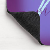 Monogram Paarse minimumnaam blauwe marine Muismat (Hoek)