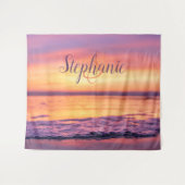 Monogram Paarse Oranje Ocean Wave Sunset Wandkleed (Voorkant (horizontaal))