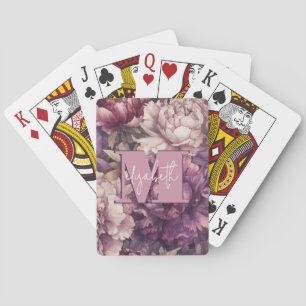 Monogram Paarse pioenen Pokerkaarten