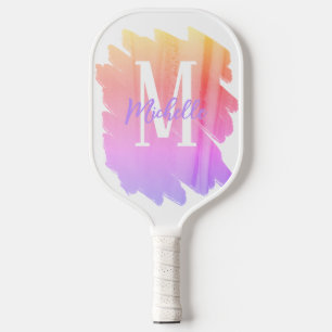 Monogram Paarse regenboogWaterverf Pickleball Paddle