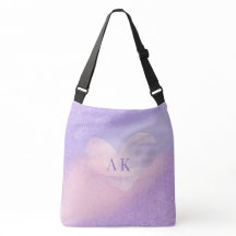 Monogram Paarse Roze Gradiënt Hart