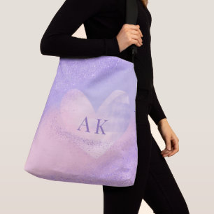 Monogram Paarse Roze Gradiënt Hart Crossbody Tas
