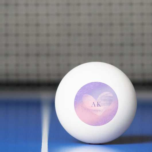 Monogram Paarse Roze Gradiënt Hart Pingpongballen (Net)