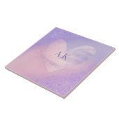 Monogram Paarse Roze Gradiënt Hart Tegeltje (Zijkant)
