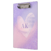 Monogram Paarse Roze Verlopend Hart Klembord (Links)