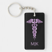 Monogram Paarse Sleutelhanger Caduceus (Voorkant)