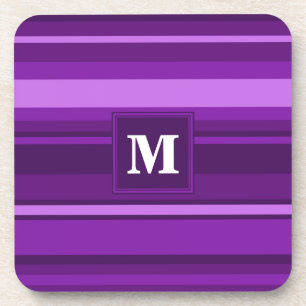 Monogram paarse strepen bier onderzetter
