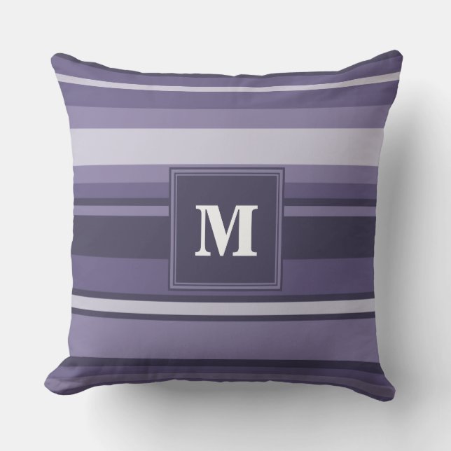 Monogram paarse strepen kussen (Voorkant)