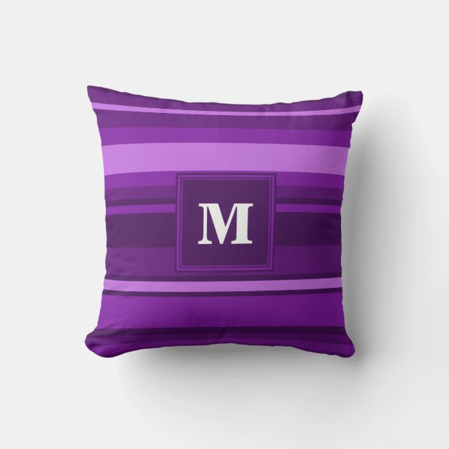 Monogram paarse strepen kussen (Voorkant)