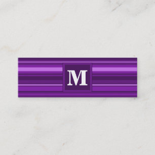 Monogram paarse strepen mini visitekaartje
