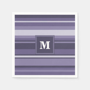 Monogram paarse strepen servet