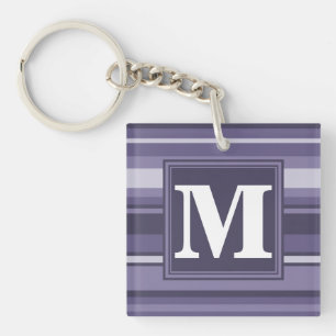Monogram paarse strepen sleutelhanger