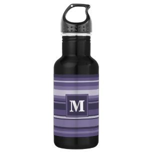 Monogram paarse strepen waterfles 