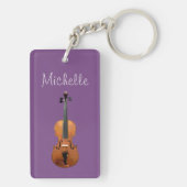 Monogram Paarse Violin Music Sleutelhanger (achterkant)