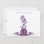 Monogram Paarse Wilde Vloer Weddenschap RSVP (Voorkant)