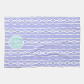 Monogram: Paarse witte strips handdoek (Horizontaal)