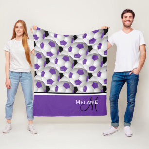 Monogram Paarse Zwart Voetbal 50 x 60 Fleece Deken