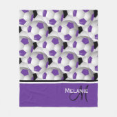 Monogram Paarse Zwart Voetbal 50 x 60 Fleece Deken (Voorkant)