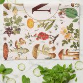 Monogram paddenstoel Wildbloempatroon Theedoek (Gevouwen)