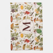 Monogram paddenstoel Wildbloempatroon Theedoek (Verticaal)