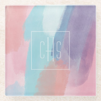 Monogram Paint Design Colorful Glazen Onderzetter