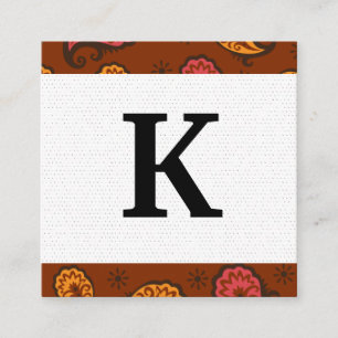 Monogram Paisley motief Vierkante Visitekaartje