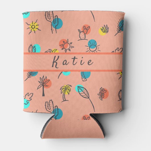 Monogram Palm Springs Theme Summer Pattern Blikjeskoeler (Voorkant)