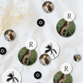Monogram Palm Tree Bat mitzvah Photo Confetti
