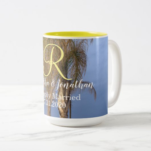 Monogram Palm Trees Mariages Mugs (Devant droit)