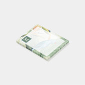 Monogram | Palmbladeren met blauwe vogel Post-it® Notes (Schuin)