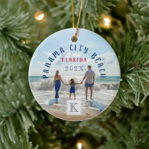 Monogram Panama City Beach Florida Travel Souvenir Keramisch Ornament